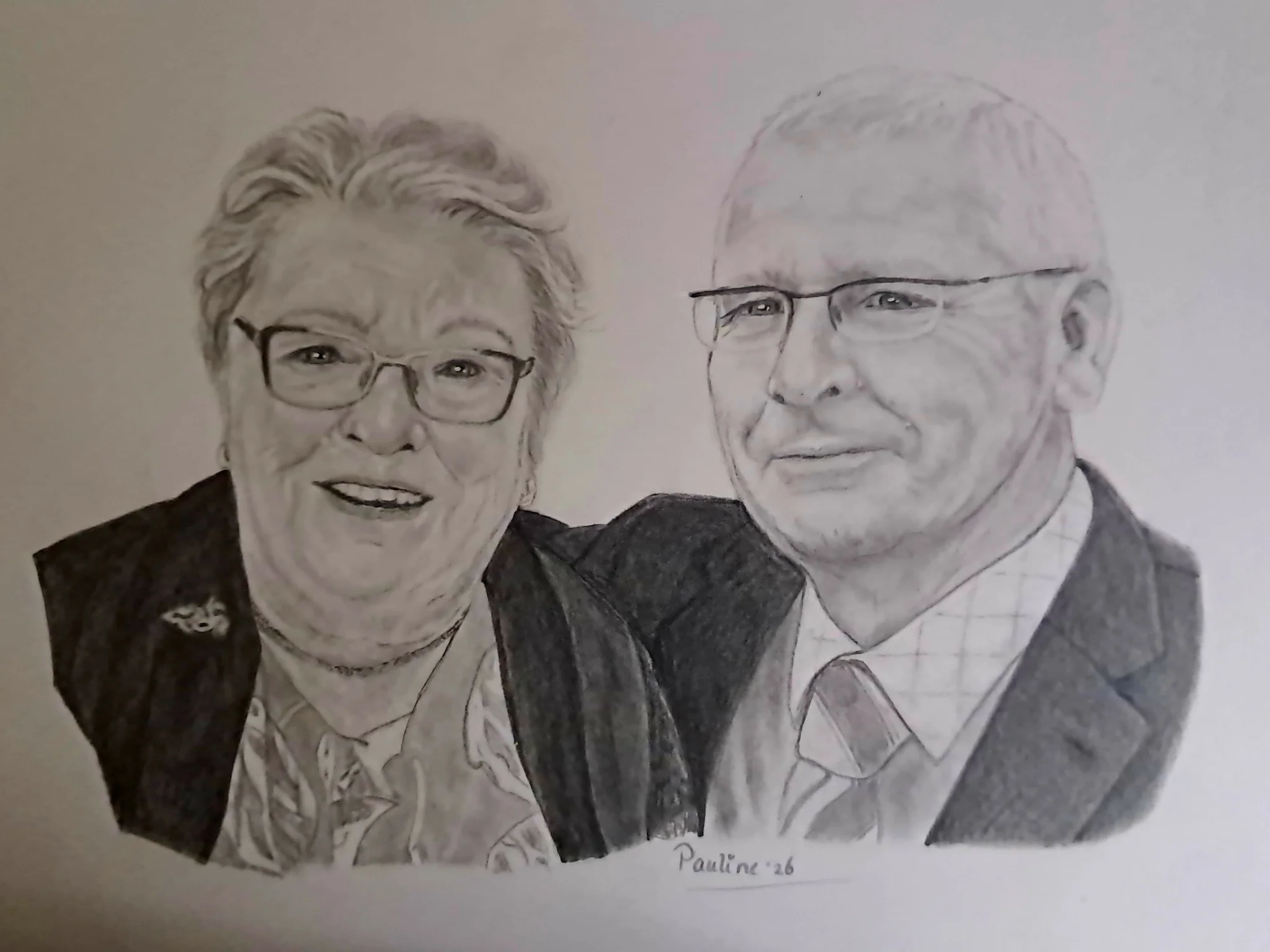 Weer samen, na 17 jaar (potloodportret)