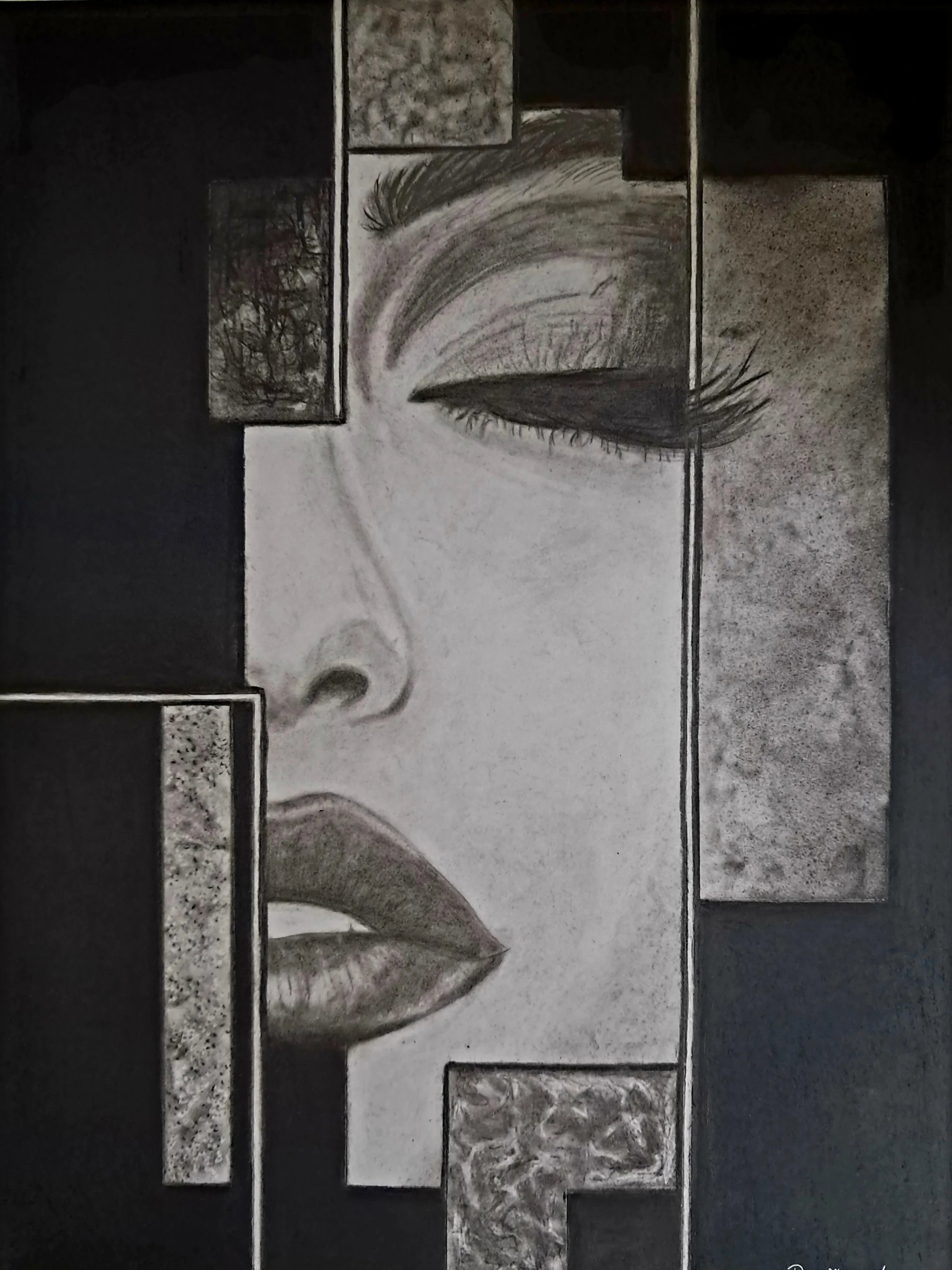 Gezicht met abstracte vlakken (abstract werk)